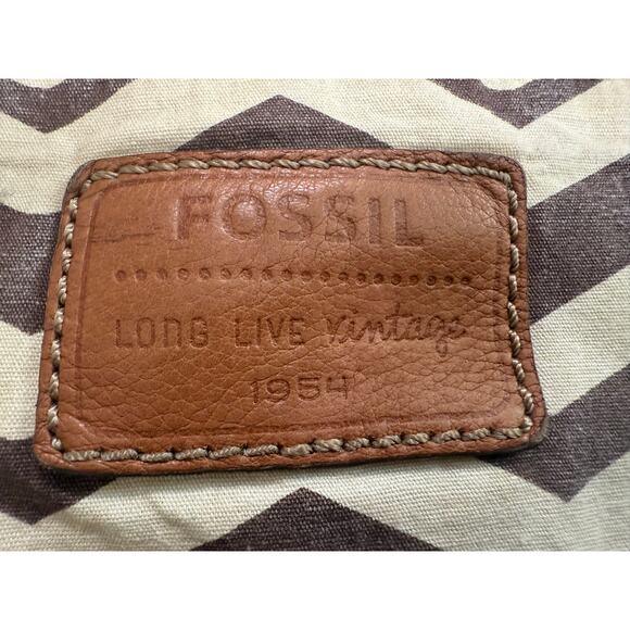 Fossil Long Live Vintage Khaki Canvas & Leather Crossbody Messenger‎ Bag Khaki - Picture 10 of 16